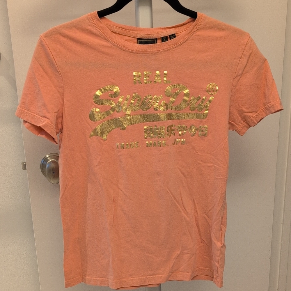 Superdry Coral Tee with Metallic Gold Logo